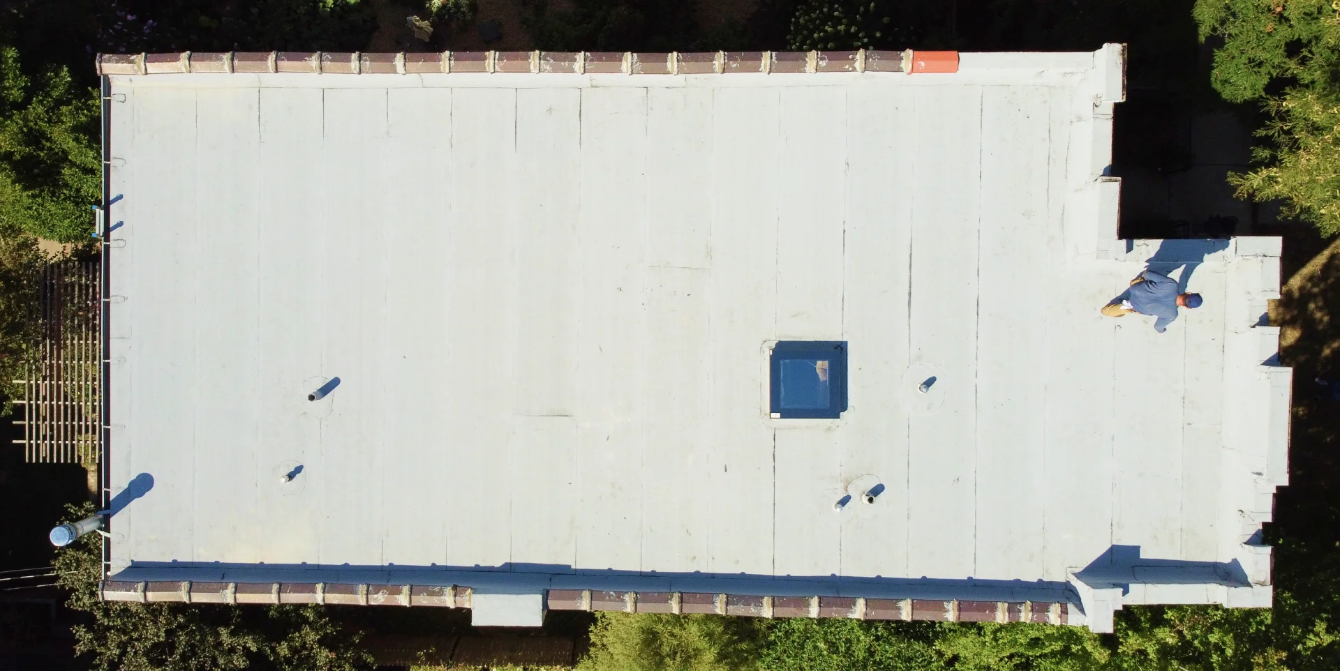 top view of finished roofing